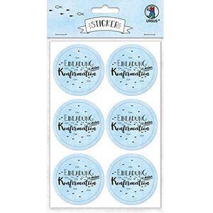 Ursus 24 stickers ""Uitnodiging tot mijn confirmatie"" - lichtblauw - diameter ca. 4,8 cm - ideaal voor scrapbooking, kaarten ontwerpen en decoratie