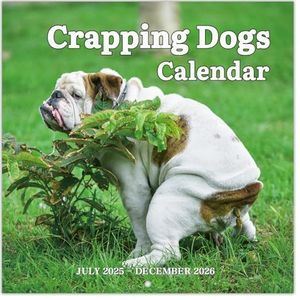 Wandkalender 2024-2025 - 18 maandelijkse honden voor 2024-2025, juli 2024 tot december 2025, grappige hondenkalender, 30 x 60 cm (open), 30 x 30 cm (gesloten), grappig olifantencadeau
