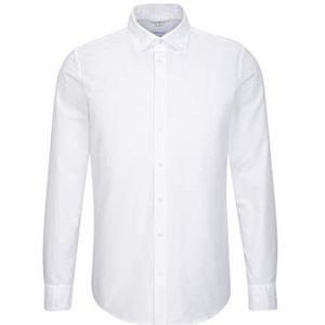 Seidensticker Slim shirt met lange mouwen met button-down kraag, soft uni smart business overhemd, wit (wit 1), 41 heren, Wit.