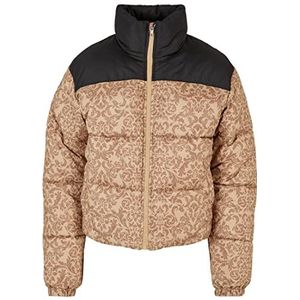 Urban Classics Ladies AOP Retro Puffer Jacket Femme, Unionbeigedamast, XXL