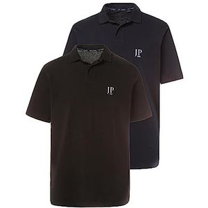 JP 1880 Poloshirt Piquee 1/2 DP heren poloshirt, zwart, marineblauw., 6XL