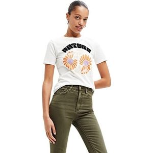 Desigual Dames T-shirt met korte mouwen, Wit