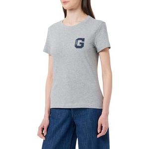 GANT T-shirt à col en C Reg G SS pour femme, gris, XXL