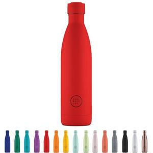 Cool Bottles - Fles van roestvrij staal, 750 ml, levendig rood, 30,5 x 7 cm, thermosfles, koude dranken 36 uur en warme dranken 18 uur, Triple-Cool Technology, BPA-vrij