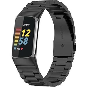 Maucoray Horlogebandje compatibel met Fitbit Charge 6/Charge 5, roestvrijstalen reservearmband, verstelbare armband, Roestvrij staal