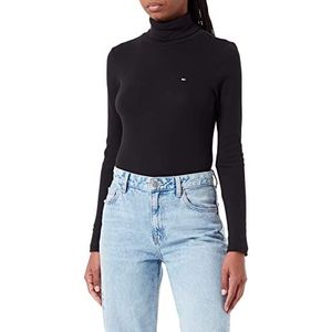 Tommy Hilfiger Slim Modal Rib Roll-nk Top Andere gebreide tops dames, zwart.