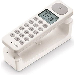 PUNKT. DP01 Draadloze vaste telefoon, design, DECT, analoog, met geïntegreerd antwoordapparaat, handsfree, tot 6 handtelefoons, voor thuis of op kantoor, wit