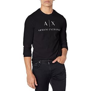 Armani Exchange A|x T-shirt à manches longues et col rond pour homme, bleu marine, L