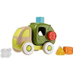 Chicco Eco + recyclingwagen, educatief spel, vormsorteerder met 5 vormen voor hand-oogcoördinatie, gerecyclede kunststof, Made in Italy, speelgoed voor kinderen van 10 maanden tot 3 jaar