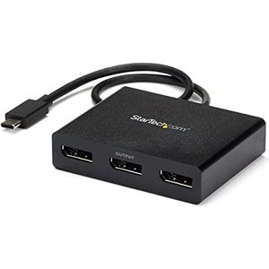 StarTech.com USB C Hub, 3 poorten, USB-C naar DisplayPort, MST Hub, Multi Display Splitter, USB Type-C naar 3x DP (MSTCDP123DP)