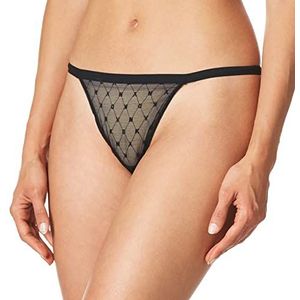 DKNY Monogram Mesh Thong Tanga Dames, zwart.