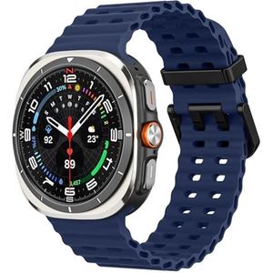 MoKo Sportarmband compatibel met Samsung Galaxy Watch Ultra 47 mm (2024) voor dames en heren, ademend, zachte siliconen, waterdicht, nachtblauw