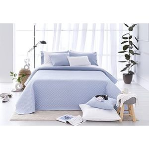 Todocama Sprei met piqué-patroon, voor lente, zomer, herfst en winter, 100% extra zachte microvezel, multifunctionele sprei, bed 120/135-230 x 260 cm, lichtblauw