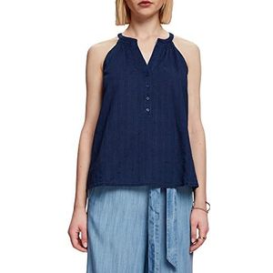 ESPRIT Blouse sans manches 100% coton, bleu marine, S