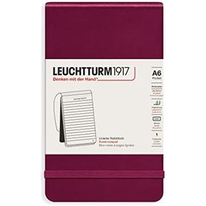 LEUCHTTURM1917 364408 notitieboek Pocket (A6), hardcover, 184 pagina's, genummerd, gelinieerd, Port Red