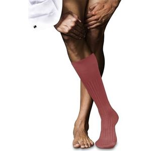 FALKE Heren nr. 13 lange sokken ademend katoen lichte glans versterkte platte teennaad effen teen hoge kwaliteit elegant voor kleding en werk 1 paar, Rood (Lobster 8862)