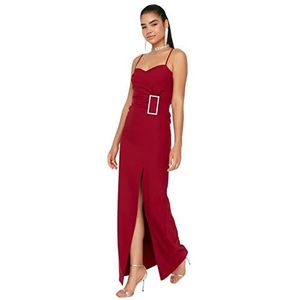 Trendyol Maxi Shift Regular Geweven Avondjurken voor dames, bordeaux, 40, Bordeaux