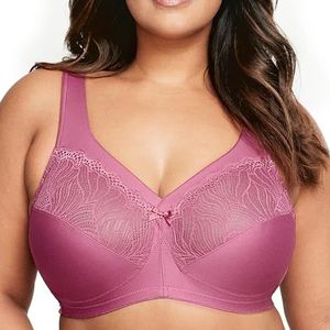 Glamorise Magiclift Natuurlijke Steunbeha zonder stengels, #1010, volledige bedekking, voor dames, 1 stuk, Rood Paars, 140D