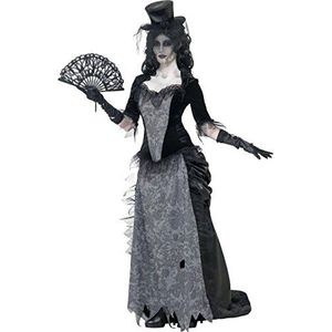 Smiffys Zwart weduwe kostuum spookstad, grijs, met top, rok en hoed