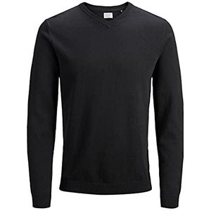 Jack & Jones Jjebasic Gebreide herentrui met V-hals (1 stuk)., zwart.