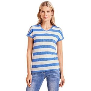 Cecil Marina Blue Melange T-shirt voor dames, korte mouwen, maat S, Marina Blue Melange