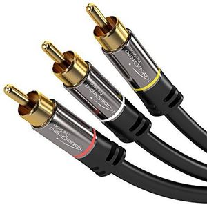 KabelDirekt 2 m kabel Cinch/RCA (video stereo audio videokabel, 3 cinch > 3 cinch) Pro Series