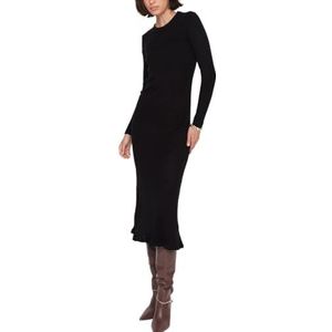 Trendyol Slanke midi-jurk voor dames, zwart, S, zwart.