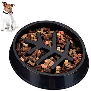 Relaxdays Anti-schrok voerbak voor middelgrote en grote honden - van antislip kunststof - 500 ml voerbak - zwart