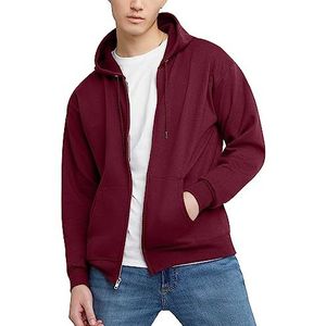 Hanes Eco-Smart hoodie met doorlopende ritssluiting, hoodie voor heren (1 stuk), Bordeaux