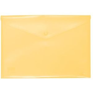 Grafoplás Kunststof envelop met kliksluiting | ecoplas | folioformaat | kleur zacht geel doorschijnend | 33,4 x 23,5 cm | perfect voor school-, thuis- en kantoordocumenten A4 en