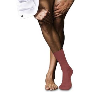FALKE Heren nr. 13 ademende sokken katoen lichte glans versterkte platte teennaad effen teen hoge kwaliteit elegant voor kleding en werk 1 paar, Rood (Lobster 8862)
