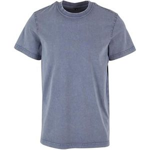 Build Your Brand Zuurgewassen T-shirt met ronde hals voor heren van katoen met ronde hals, verkrijgbaar in drie maten XS tot 5XL, Vintage blauw.