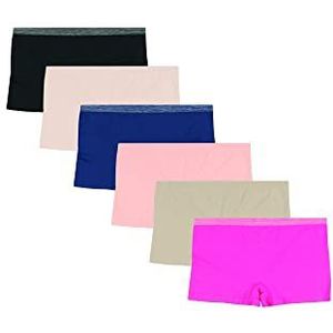 Hanes Set van 6 comfortabele boxershorts zonder naad, voor dames, Verschillende kleuren.