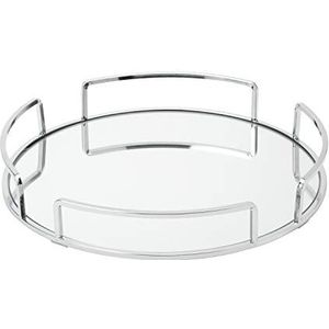 Home Details Spiegelplank | Afmetingen: 33 cm (L) x 33 cm (B) x 5,2 cm (H) | Glazen voet | Ideaal voor cosmetica | Sieraden | Toiletartikelen | Organisatie | Chroom