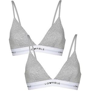 LOVABLE Triangle Sans armature Originals Soutien-gorge (pack de 2) Femme, Nuances de gris, XL