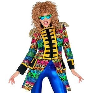 Widmann Widmann-51493 51493 - jaren 80-stijl damesgarderobe uniform, leo strepen regenboog directeur kostuum carnaval themafeest 10206572, meerkleurig, L