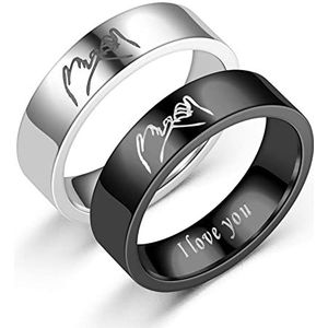 Yifnny 2 stuks paar ringen belofte ring voor koppels, hand in hand, I LOVE YOU, gesorteerd, vriendschapsring, verlovingsring, trouwring, voor mannen en vrouwen, Metaal, niet bekend