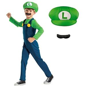 Disguise Officieel Nintendo Luigi-kostuum voor kinderen, Luigi-kostuum voor jongens, Mario en Luigi-kostuum, Super Mario, carnaval, Mardi Gras, verjaardag, feest, Kerstmis, M
