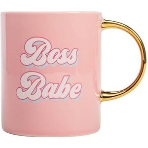 FACKELMANN Paris Hilton Boss Babe Mok, 450 ml, elegante koffiemok met Duits opschrift, 134 x 105 mm, ideaal voor kantoor en thuis, handwas