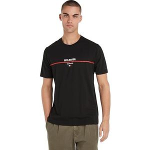 Tommy Hilfiger Hilfiger Stripe Tee S/S T-shirt pour homme, Black, XL