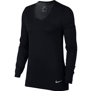 Nike W NK Infinite Top Ls T-shirt voor dames, lange mouwen, zwart/zwart/reflecterend zilver