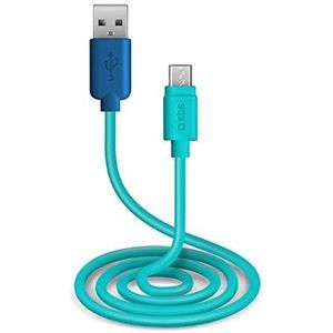 SBS Oplaadkabel/datakabel met USB 2.0 en micro-USB-poorten, lengte 1 m, blauw