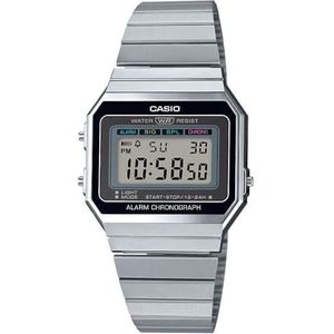 Casio Collection A700WE Digitaal dameshorloge met roestvrijstalen bandje, zilver.