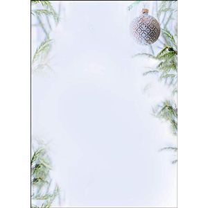 SIGEL Dp302 Kerstbriefpapier, takken en kerstbal, 21 x 29,7 cm, 90 g/m², wit en groen, 25 vellen