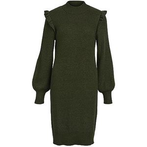 OBJECT Objmalena L/S Ruffle Knit Dress Noos Damesjurk, Draagtas