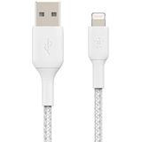 Belkin gevlochten Lightning-kabel (Boost Charge Lightning/USB-kabel voor iPhone, iPad, AirPods) MFi-gecertificeerde iPhone-laadkabel, gevlochten Lightning-kabel (15 cm, wit)