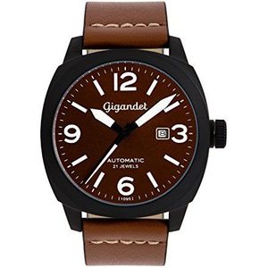 Gigandet Red Baron II Herenhorloge, automatisch, analoog, bruin, zwart, G9-001, bruin, riem, Bruin, riem