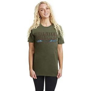 dc comics Wonder Woman Retro T-shirt voor dames, groen (Military Green Military)