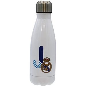 Real Madrid CyP Brands waterfles van roestvrij staal, luchtdicht, letter J blauw, 550 ml, wit