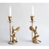 Muisvormige kandelaars, creatieve dierenvormige kandelaars, tafeldecoratie, metalen kandelaar, woondecoratie